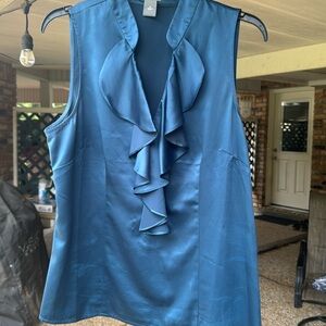 ANN TAYLOR RUFFLED SLEEVELESS TOP